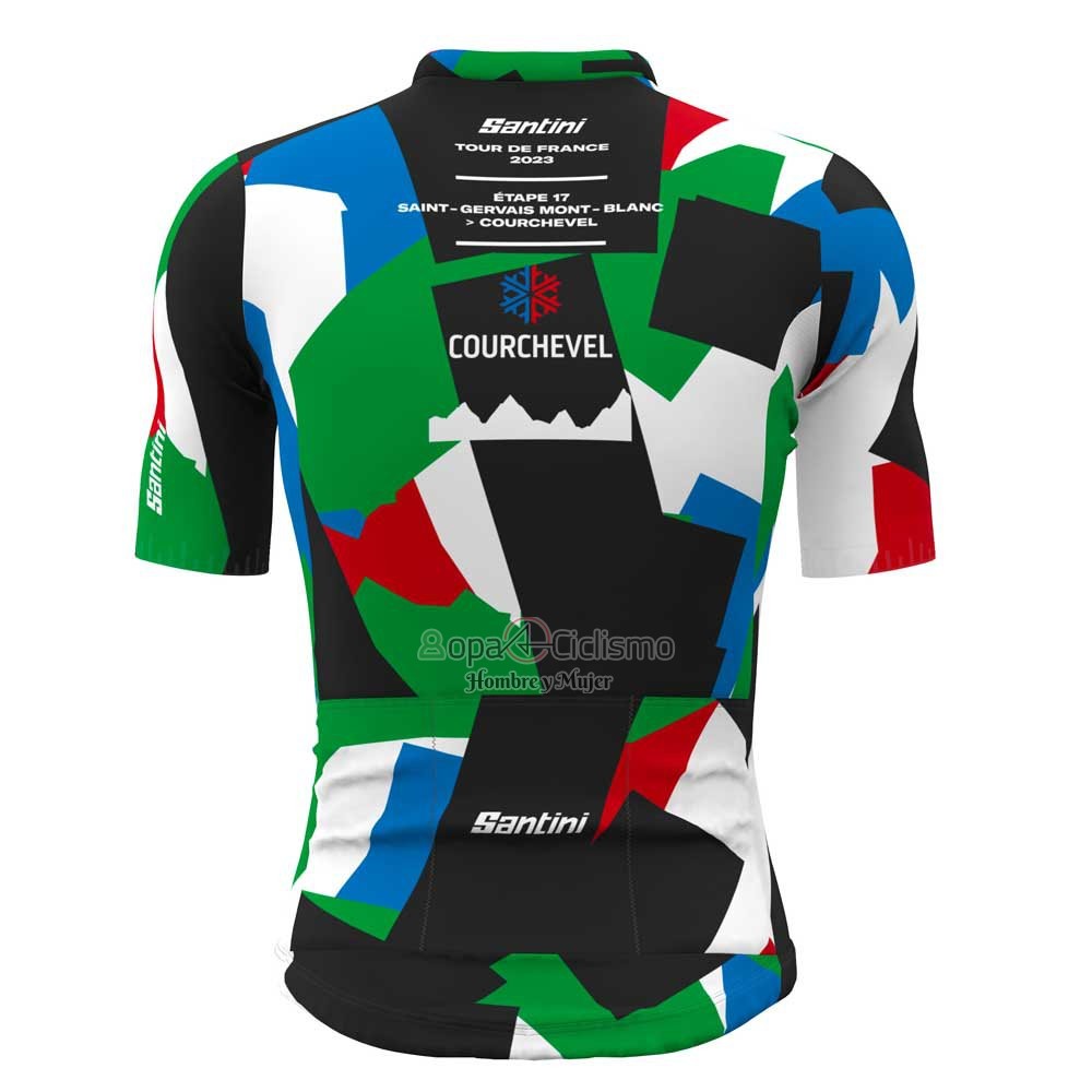 Tour DE Francia Ropa Ciclismo Culotte Corto 2023 Hombre Mangas Cortas Negro Azul